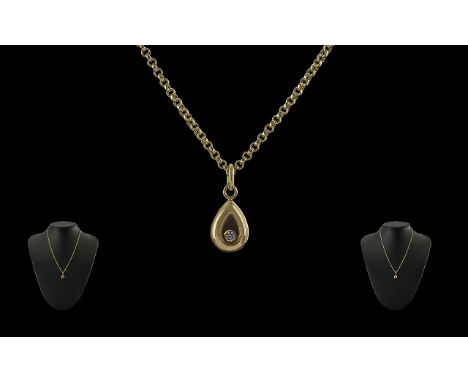 Ladies 18ct Gold Chopard Floating Diamond Set Pendant with Attached 18ct Gold Chain. Marked 750 - 18ct. The Floating Brillian