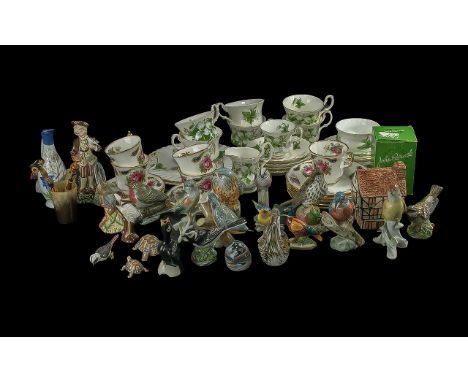 Box of Porcelain & Pottery, including Royal Albert 'Trillium' tea set, 'Elizabethan' cups and saucers, various pottery, and a