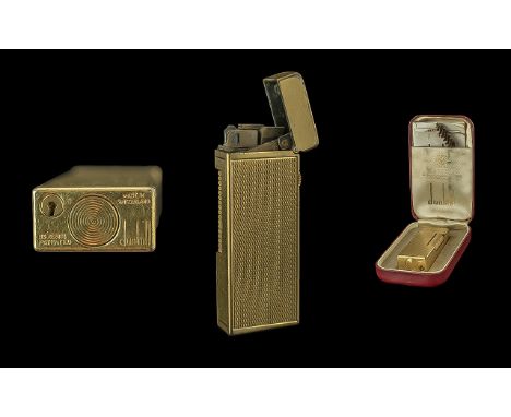Dunhill Gents Gold Plated Lighter with Display Box, Instructions, Cleaning Brush. c.1960's. 