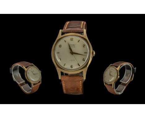 Rotary Gents 1960's Excellent Quality 9ct gold 17 Jewels Incabloc Mechanical Wrist Watch with Full hallmark for 9.375, With T