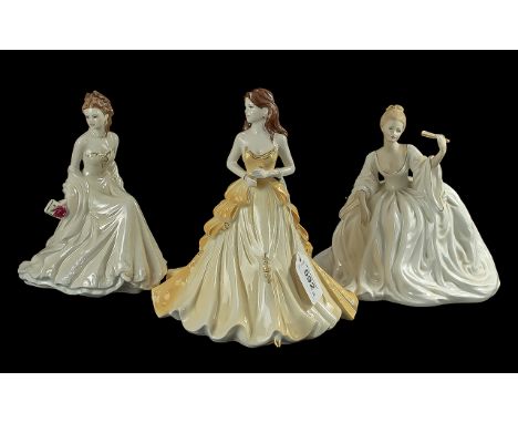Two Coalport Lady Figurines, 'Golden Anniversary' modelled by Jack Glynn, 9" high, and 'The Ball' hand decorated, 8" high.  T