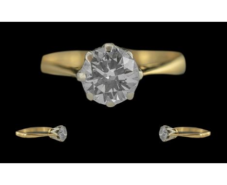 Ladies 18ct Gold Single Stone Diamond Set Ring, The Round Brilliant Cut Diamond of Excellent Colour / Clarity. Est Diamond We