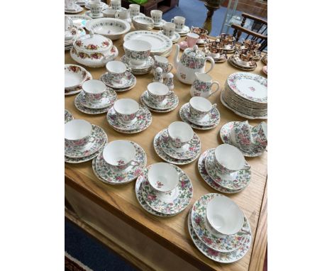Crown Staffordshire Afternoon Tea Service, comprising a tea pot, sugar bowl, milk jug and creamer, 14 teacups, 12 saucers, 18