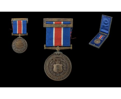 Liverpool City Police Bronze Medal and Ribbon For Good Service with Original Box. Date 1940 30th April. Awarded to CON-269.E.