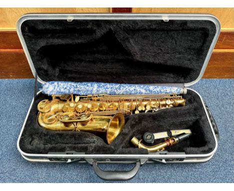 Saxophone In Fitted Case. Elkhart Series II. Approx Length 29 Inches. Would benefit from a Service. 