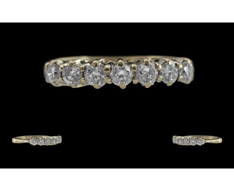 Ladies 18ct Gold Seven Stone Diamond Set Ring, Full Hallmark to Interior of Shank. The Seven Well Matched Round Faceted Diamo