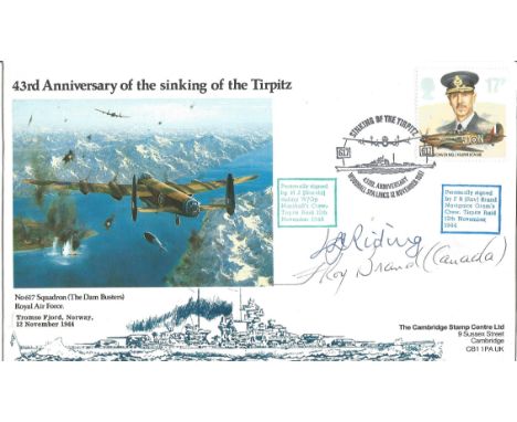 Tirpitz Raiders H J Riding and F R Brand signed flown cover 43rd Anniversary of the sinking of the Tirpitz PM Woodhall SPA Li