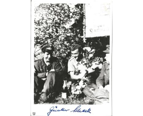 Gunter Schack KC WW2 Luftwaffe ace signed 7 x 5 b/w portrait photo. Good Condition. All signed items come with our certificat