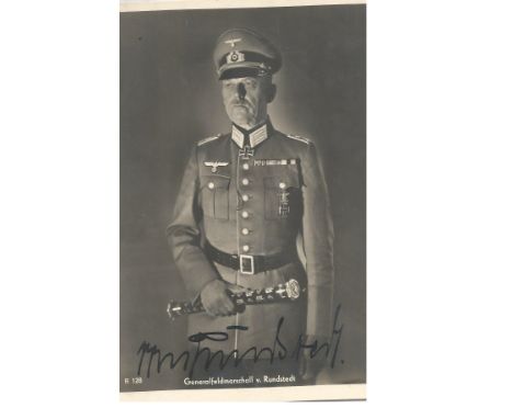 Field Marshall Von Rundstedt signed 6 x 4 b/w photo in Uniform. Field Marshal in the Wehrmacht of Nazi Germany during World W
