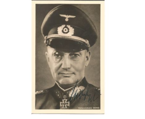 Field Marshall Walter Model signed 6 x 4 vintage Hoffman WW2 postcard in uniform. German field marshal during World War II. H