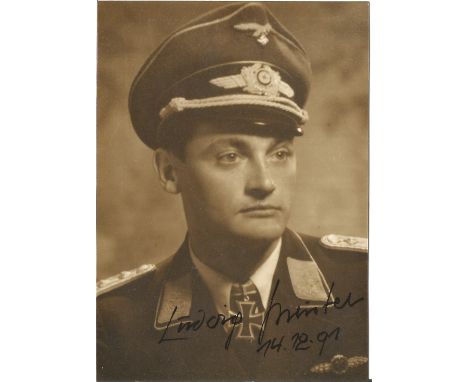 Ludwig Meister WW2 Luftwaffe ace signed 4 x 3 b/w portrait photo. Good Condition. All signed items come with our certificate 