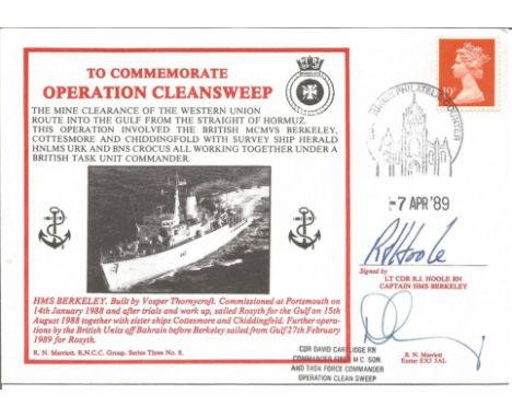 Cdr. David Cartlidge (Commander First MC Sqn, and Task Force Commander Operation Clean Sweep), Lt. /Cdr. R. J. Hoole (Captain