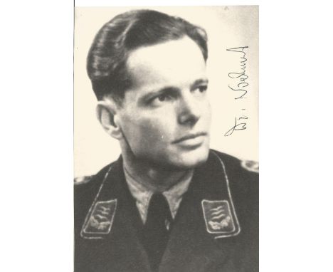 Heinz Niehuas WW2 Luftwaffe ace signed 5 x 3 b/w portrait photo. Good Condition. All signed items come with our certificate o