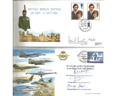 RAF signed cover collection. 40 covers in Red Album includes Historic Aviators, JSCC series, First Flights, Navy, World Recor