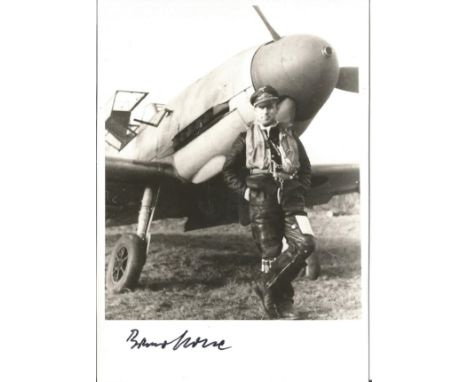 Bruno Stolle KC WW2 Luftwaffe ace signed 6 x 4 b/w portrait photo. Good Condition. All signed items come with our certificate