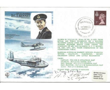 D. L. Perry DFM (W/Op, Air Gunner, No. 35 Sqn.) and N. C. Stevens (Flt. /Eng, No. 35 Sqn.) signed Aviation flown cover. RAFM 