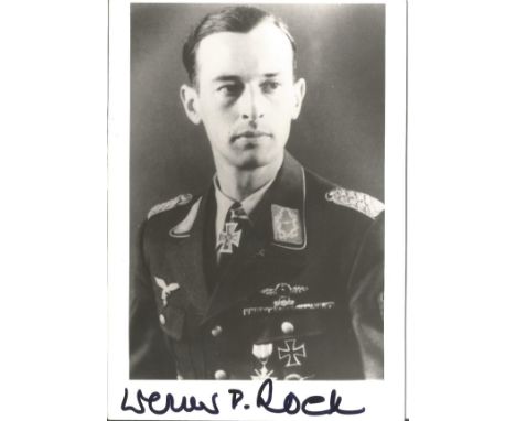 Werner P Roell WW2 Luftwaffe ace signed 6 x 4 b/w portrait photo. Good Condition. All signed items come with our certificate 