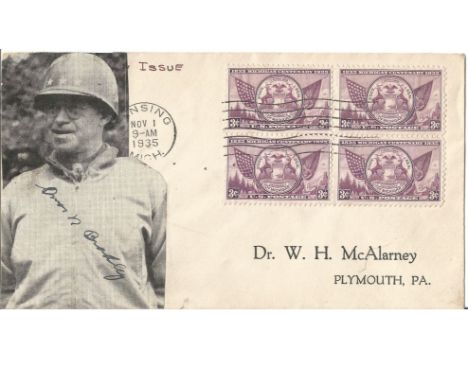 General Omar Bradley signed 1935 US FDC with magazine photo affixed to cover. General of the Army Omar Nelson Bradley (Februa