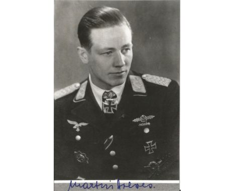Martin Drewes WW2 Luftwaffe ace signed 6 x 4 b/w portrait photo. Good Condition. All signed items come with our certificate o