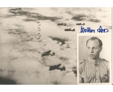 Walter Loos WW2 Luftwaffe ace signed 6 x 4 b/w portrait photo. Good Condition. All signed items come with our certificate of 