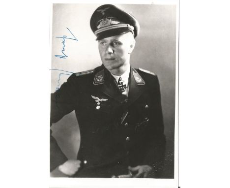 Ernst Ludke WW2 Luftwaffe ace signed 5 x 4 b/w portrait photo. Good Condition. All signed items come with our certificate of 