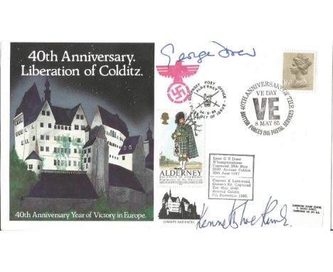 Lieut G S Drew (Northamptonshire's) and Captain K Lockwood (Queens RR) signed 40th Anniversary Liberation of Colditz flown co