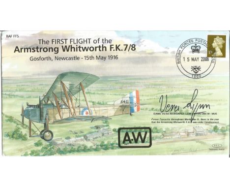  Dame Vera Lynn DBE (Forces Sweetheart) RAF signed flown cover. The First Flight of the Armstrong Whitworth F. K. 7/8 aircraf