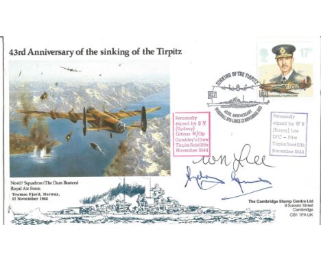 Tirpitz Raiders S V Grimes and W R Lee DFC signed flown cover 43rd Anniversary of the sinking of the Tirpitz PM Woodhall SPA 