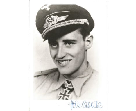 Hans Weik KC WW2 Luftwaffe ace signed 6 x 4 b/w portrait photo. Good Condition. All signed items come with our certificate of