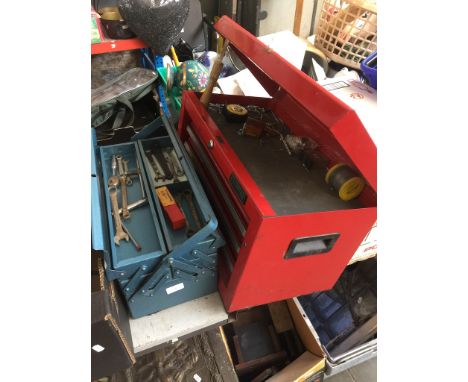 HALFORD'S MULTI DRAWER TOOLBOX & TOOL BOX WITH TOOLS
