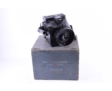 A mid-20th century Williamson F117A Mk.1 aircraft camera, in fitted wooden case, numbered 14A/5432, with military broad arrow