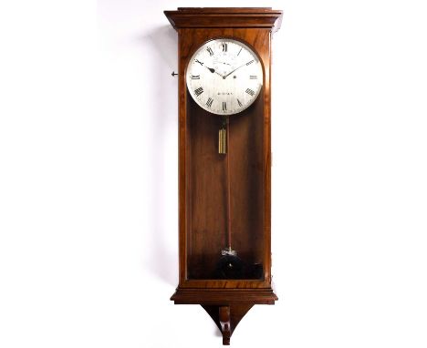 A 19th century walnut-cased regulator wall clock, of large proportions, the silvered dial with subsidiary seconds dial inscri