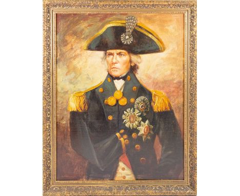 Maciek Piotrowski (1907-1992), a portrait of Vice-Admiral Horatio Nelson, acrylic on board, framed, signed lower left and ver