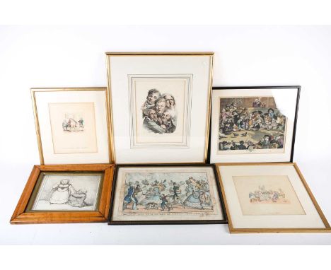 After Thomas Rowlandson (1757-1827), two hand-coloured prints, titled 'A Long Story' and 'Grown Gentlemen Taught to Dance', p