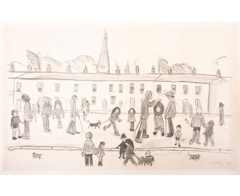 Laurence Stephen Lowry (1887-1976) British, 'A Street Full of People', lithographic print on wove paper, signed in red felt t