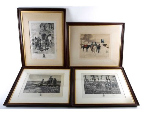 After Ernest Meissonier (1815 - 1891), a pair of ethings The Reconnaisance &amp; The Advance Guard, with portrait vignettes t