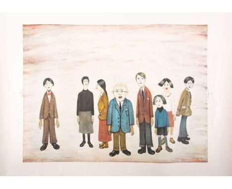 Laurence Stephen Lowry (1887-1976) British, 'His Family', a printers proof print, unsigned and unnumbered, 63.5 cm x 90 cm, u