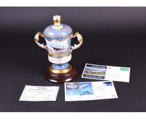 A limited edition Aynsley 'Concorde Celebration Vase', commemorating 25 years of passenger flight (1976-2001), of twin handle