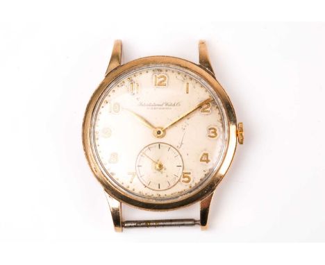 A 1961 International Watch Company 9ct gold mechanical wristwatch, the silvered dial with gilt Arabic numerals and subsidiary