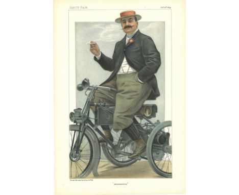 Automobile. Subject Comte de Dion. 12/10/1899. These prints were issued by the Vanity Fair magazine between 1869 1914 as coll