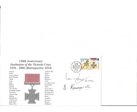 Ian Fraser VC and Edward Kenna VC signed 150th Anniversary Institution of the Victoria Cross FDC. Guernsey Captain Le Patoure