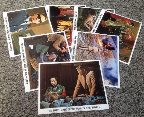 Lobby Card Collection set of 8 from 1969 action thriller movie The Most Dangerous Man in the world starring Gregory Peck . Go