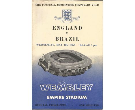 Football England v Brazil 1963 vintage programme signed inside by the legendary England goalkeeper Gordon Banks. Good Conditi