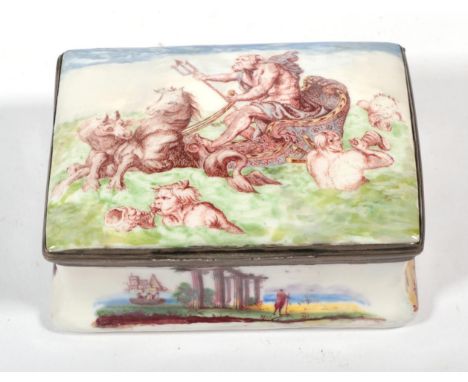 A late 18th/early 19th century Continental trinket box, decorated with figures in a landscape