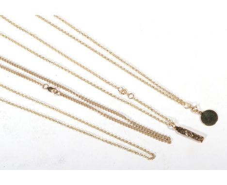 A 9 carat gold folding Masonic compass pendant on a 9 carat gold chain, a 9 carat gold identity pendant on a 9 carat gold cha