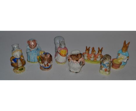 Beswick Beatrix Potter Figurines Comprising: 'Amiable Guinea-Pig' Style One, 'Appley Dapply', First Version: Bottle Out, 'Aun