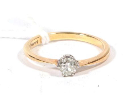 An old cut solitaire diamond ring, estimated diamond weight 0.25 carat approximately, finger size K, stamped '18CT', 2.0g