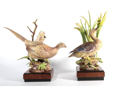 Royal Worcester Ring-Necked Pheasant Female (Hen), model No. RW3819, limited edition 375/500, with certificate and Mallard Fe