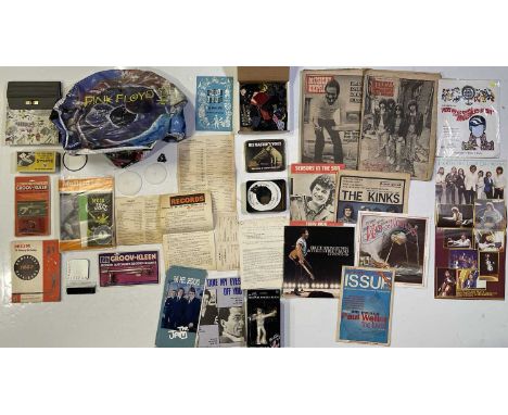 A mixed assortment of music memorabilia and ephemera. To include: copy of NME 1977 with Ramones cover, folded ELO poster, 'He