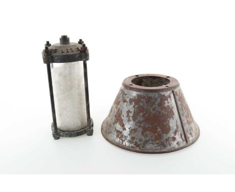 SIEBE GORMAN DIVER'S UNDERWATER LAMP, with cylindrical glass shade, with tin canopy20cm high